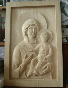 Mother and Child Carved in Basswood