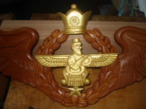 Gilded Mahogany Winged Wall Plaque