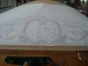Carved Mahogany Overdoor, with Numbers